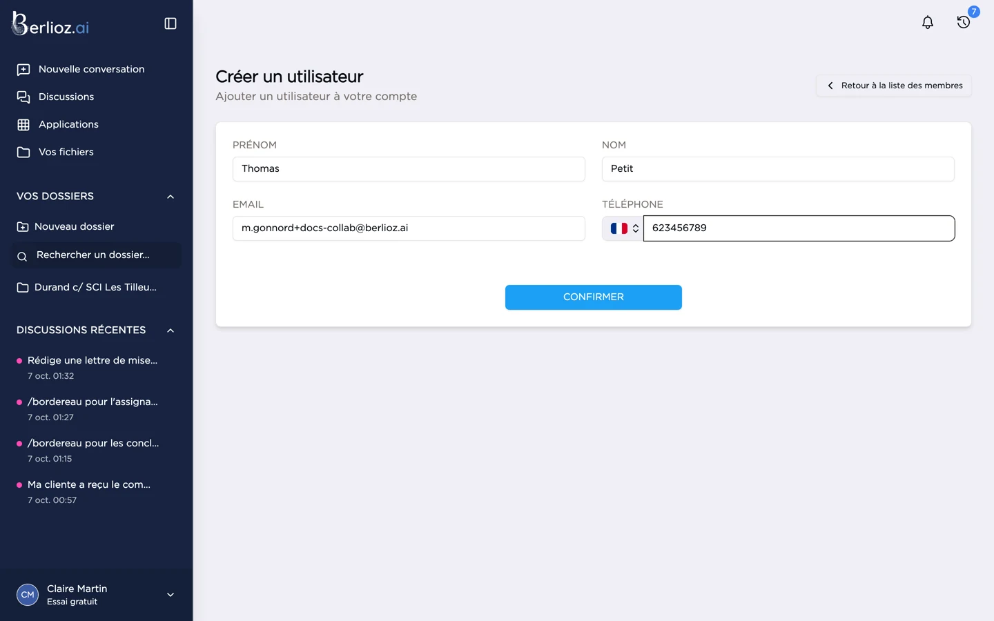 Invitation d'un nouveau membre