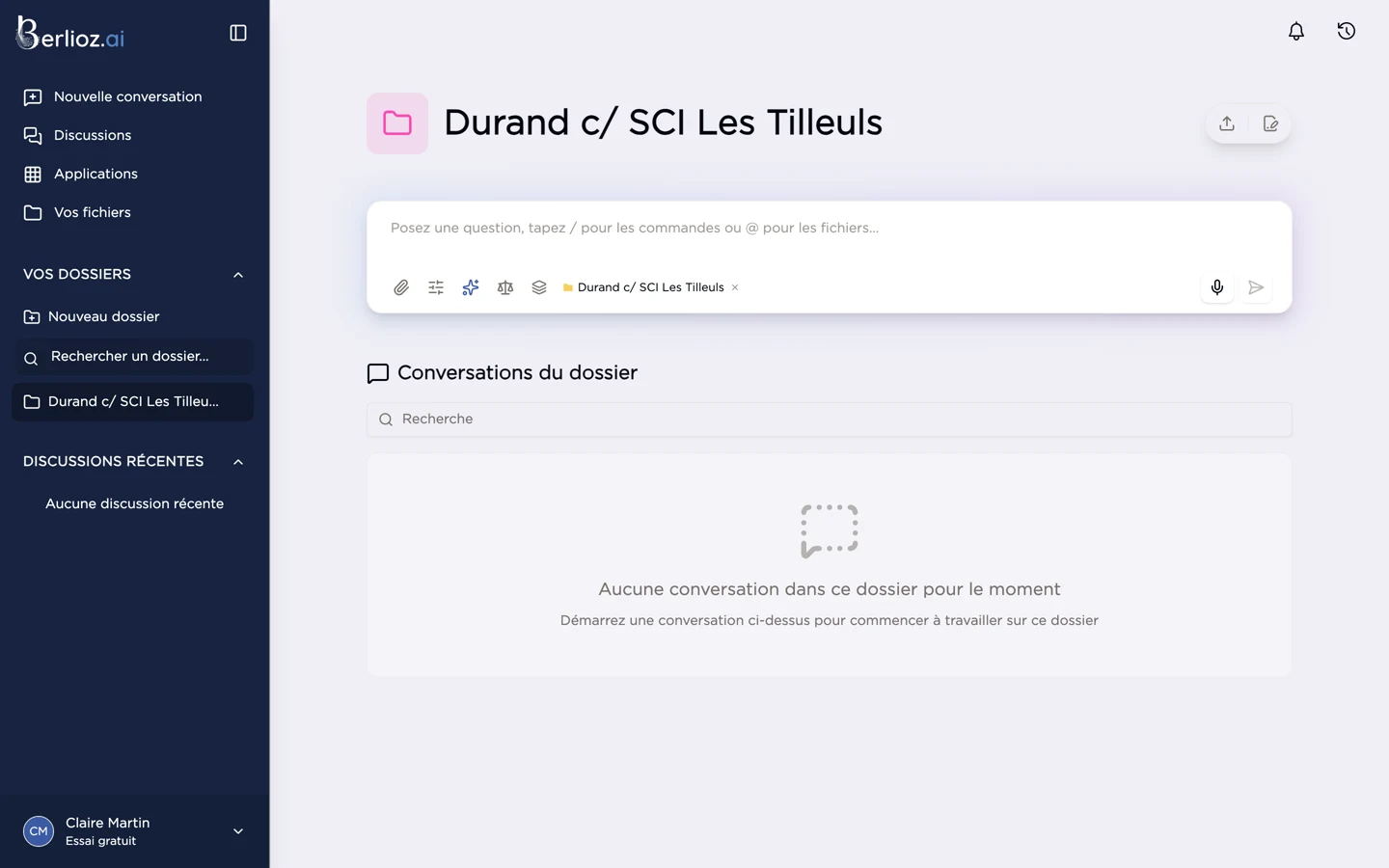 La zone de saisie d'iAssist dans un dossier